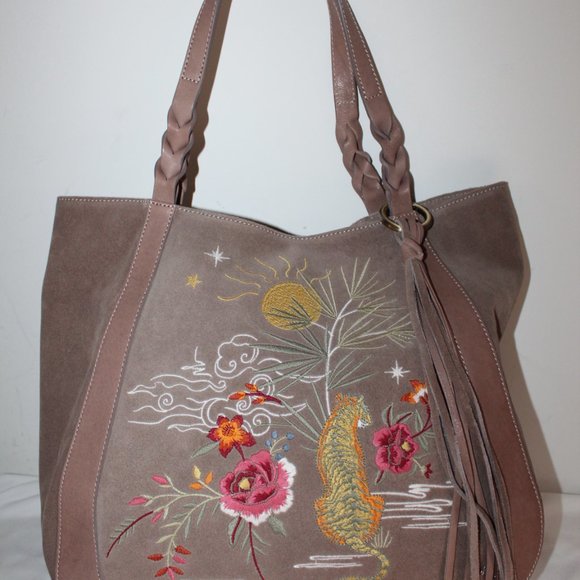 Johnny Was Handbags - NWT Johnny Was Biya JWLA 3J Workshop Keyone Embroidered Tiger Saddle Bag Tote